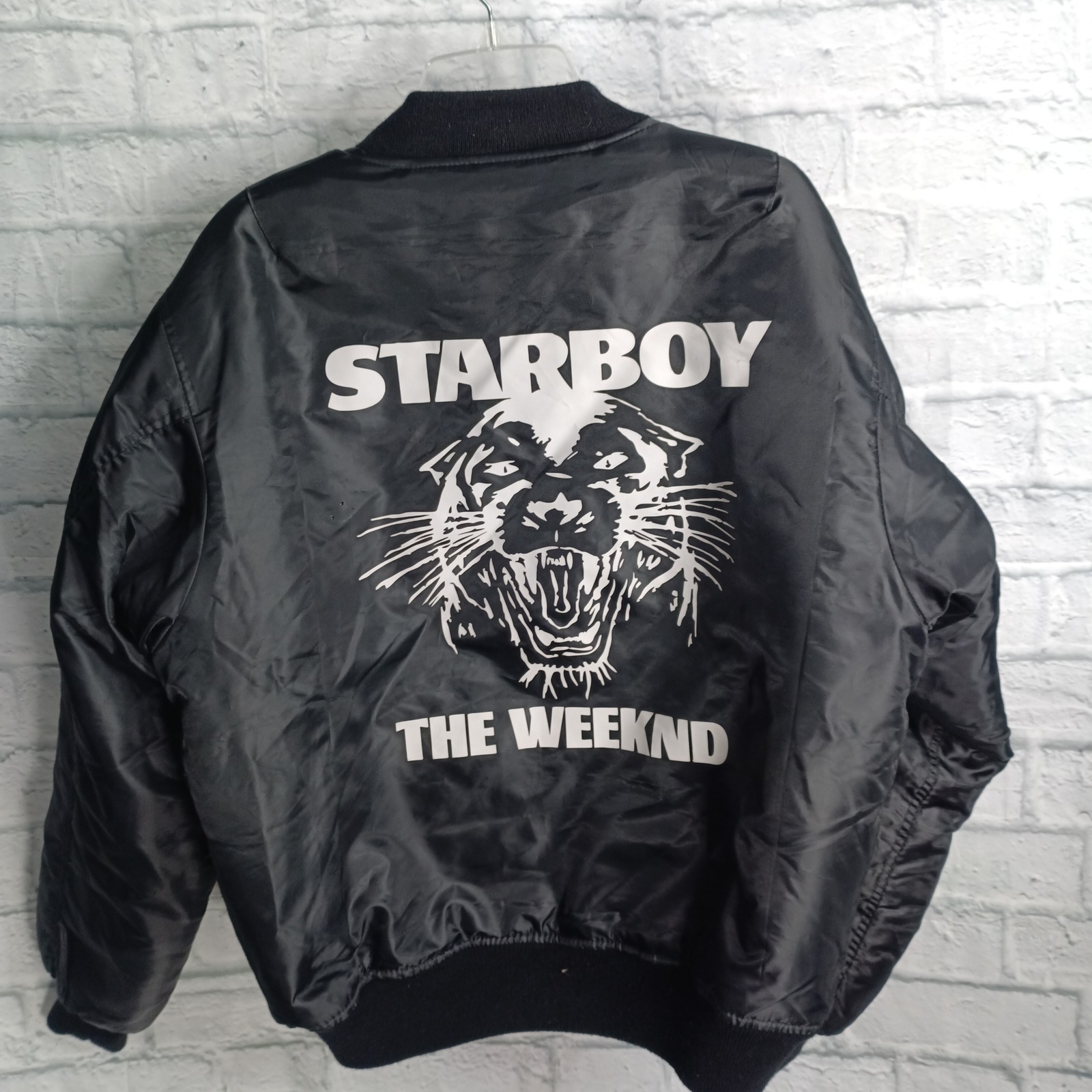 The Weeknd Starboy Xo Tour Bomber Jacket Black Large Panther Graphic Merch